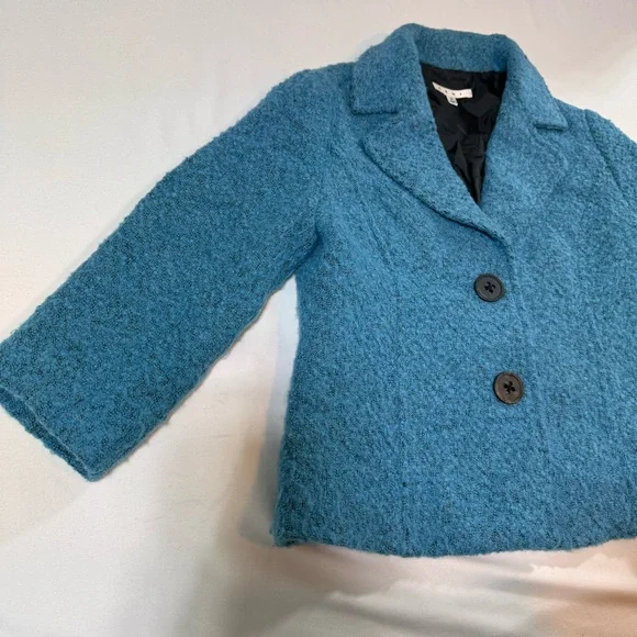 CAbi Wool Blend Turquoise Blue Button Up Jacket Blazer Lined Womens 4 - Picture 9 of 12